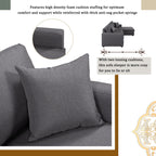 Canapé convertible en L avec lit gigogne et espace de rangement, 2 coussins d'appoint