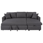 Canapé convertible en L avec lit gigogne et espace de rangement, 2 coussins d'appoint
