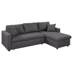 Canapé convertible en L avec lit gigogne et espace de rangement, 2 coussins d'appoint