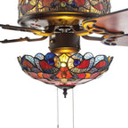 Ventilateur de plafond Magna Carta de style Tiffany Copper Grove Guasipati de 52 pouces - 52L x 52W x 16,5