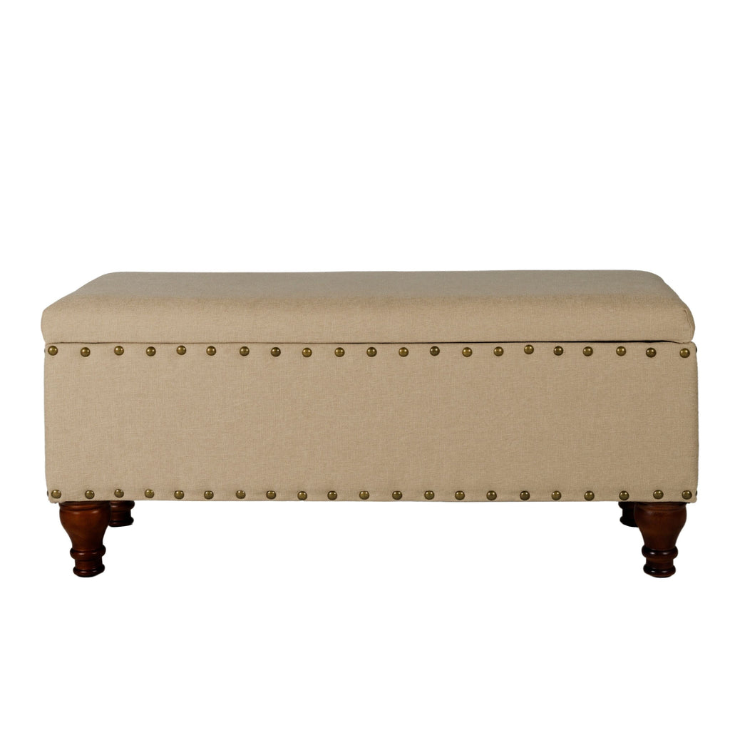 Banc de rangement rembourré Copper Grove Muscari avec bordure cloutée