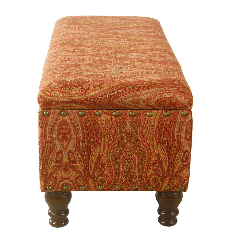 Banc de rangement rembourré Copper Grove Muscari avec bordure cloutée