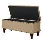 Banc de rangement rembourré Copper Grove Muscari avec bordure cloutée