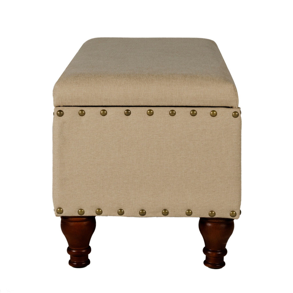 Banc de rangement rembourré Copper Grove Muscari avec bordure cloutée