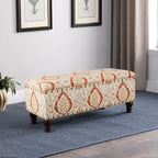Banc de rangement rembourré Copper Grove Muscari avec bordure cloutée