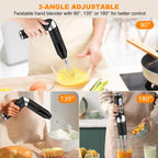 Mixeur plongeant sans fil : mixeur plongeant rechargeable USB 4 en 1, 21 vitesses variables et 3 angles réglables avec hachoir de 700 ml