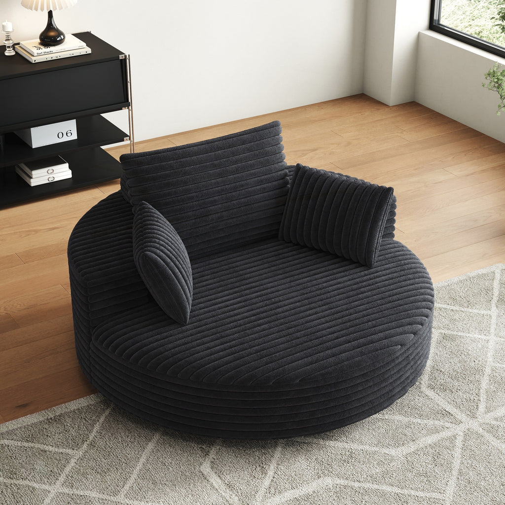 Chaise pivotante simple en velours côtelé et mousse chenille