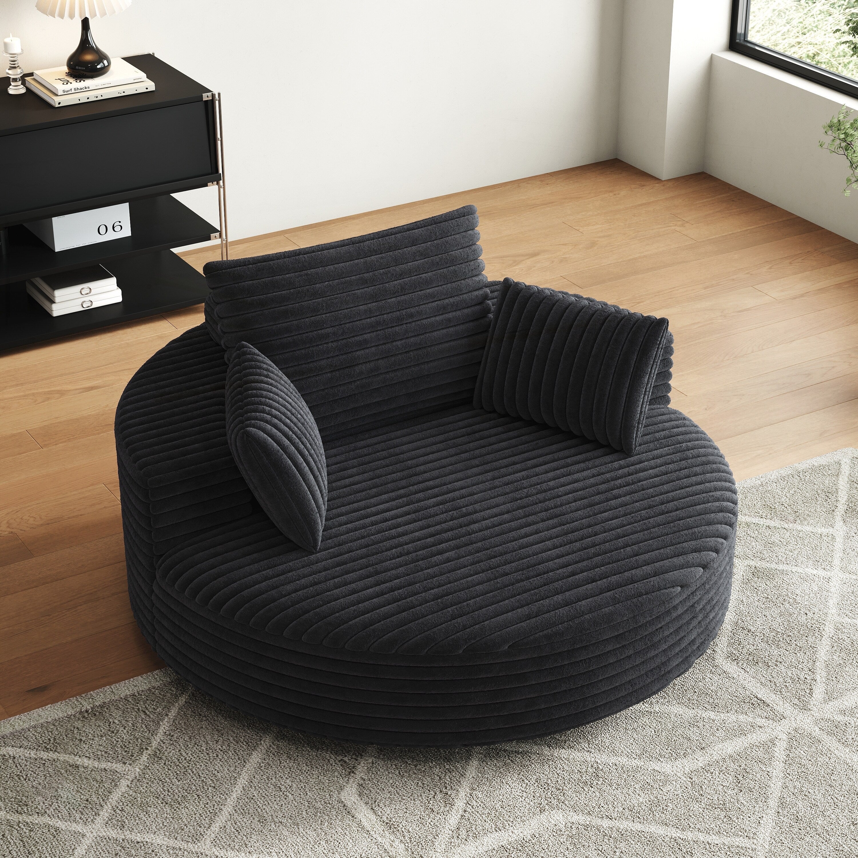 Chaise pivotante simple en velours côtelé et mousse chenille