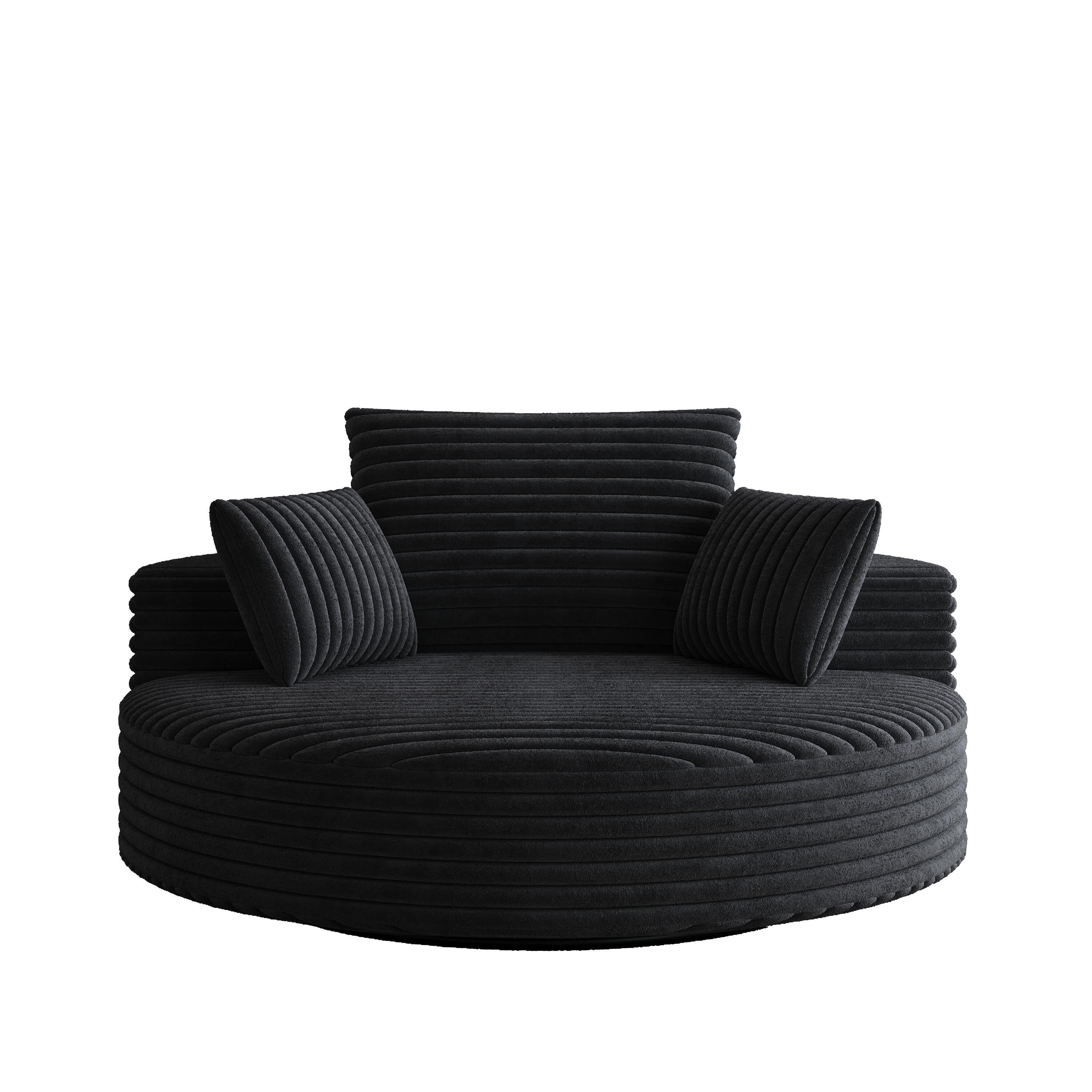 Chaise pivotante simple en velours côtelé et mousse chenille