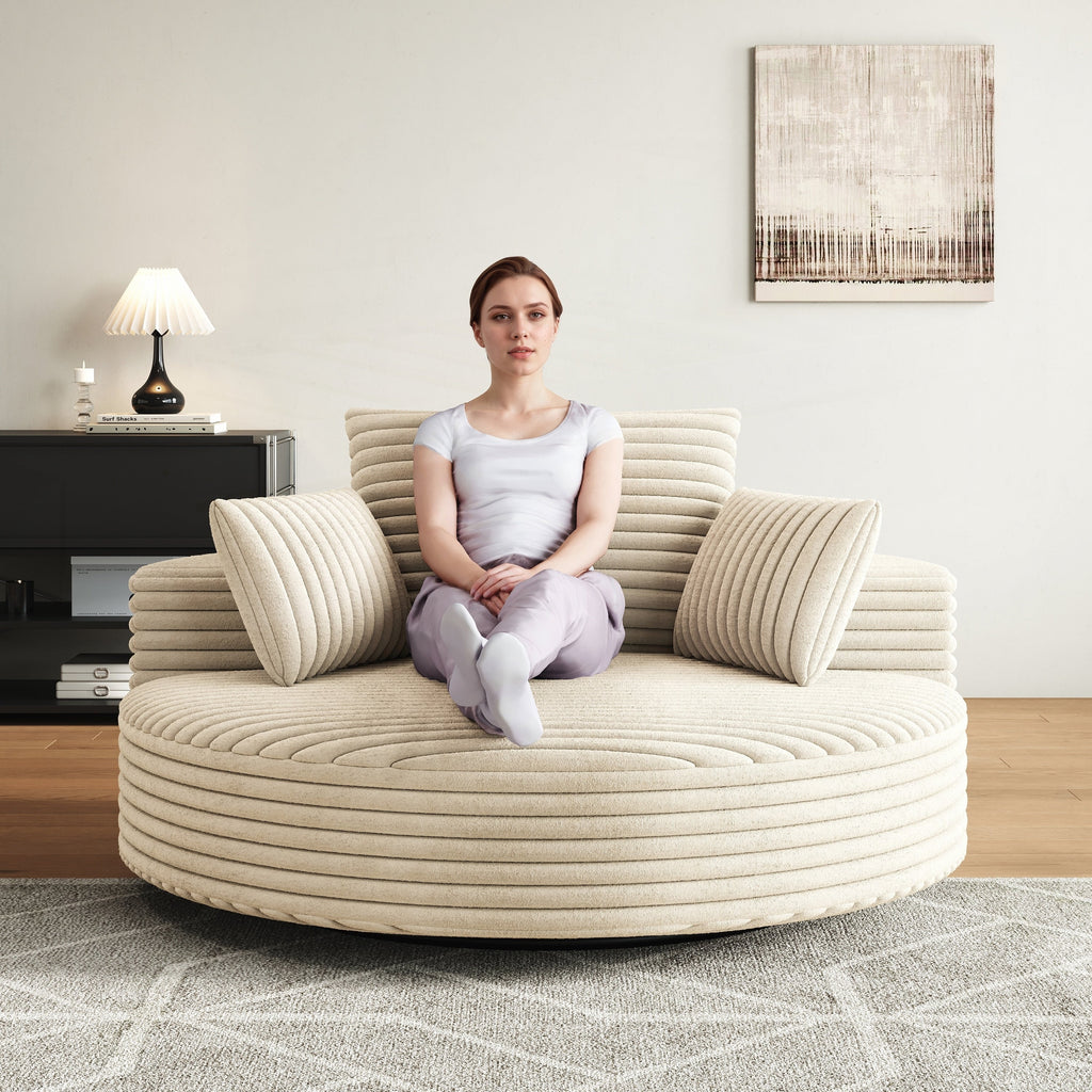 Chaise pivotante simple en velours côtelé et mousse chenille