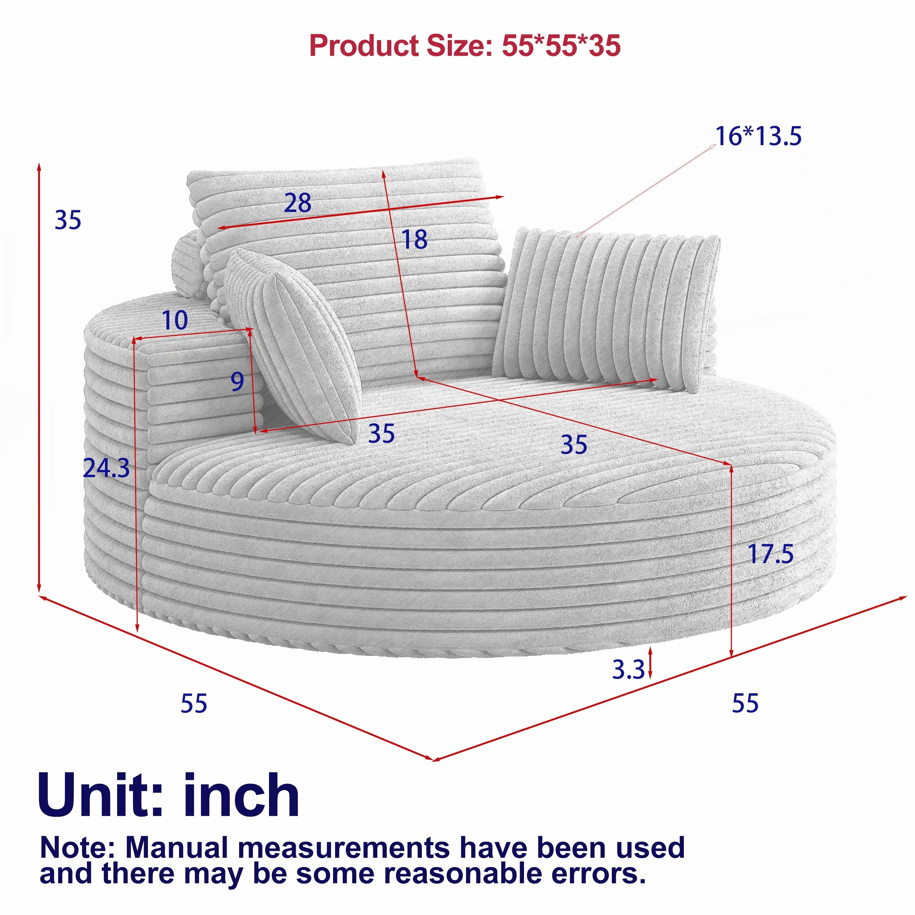 Chaise pivotante simple en velours côtelé et mousse chenille