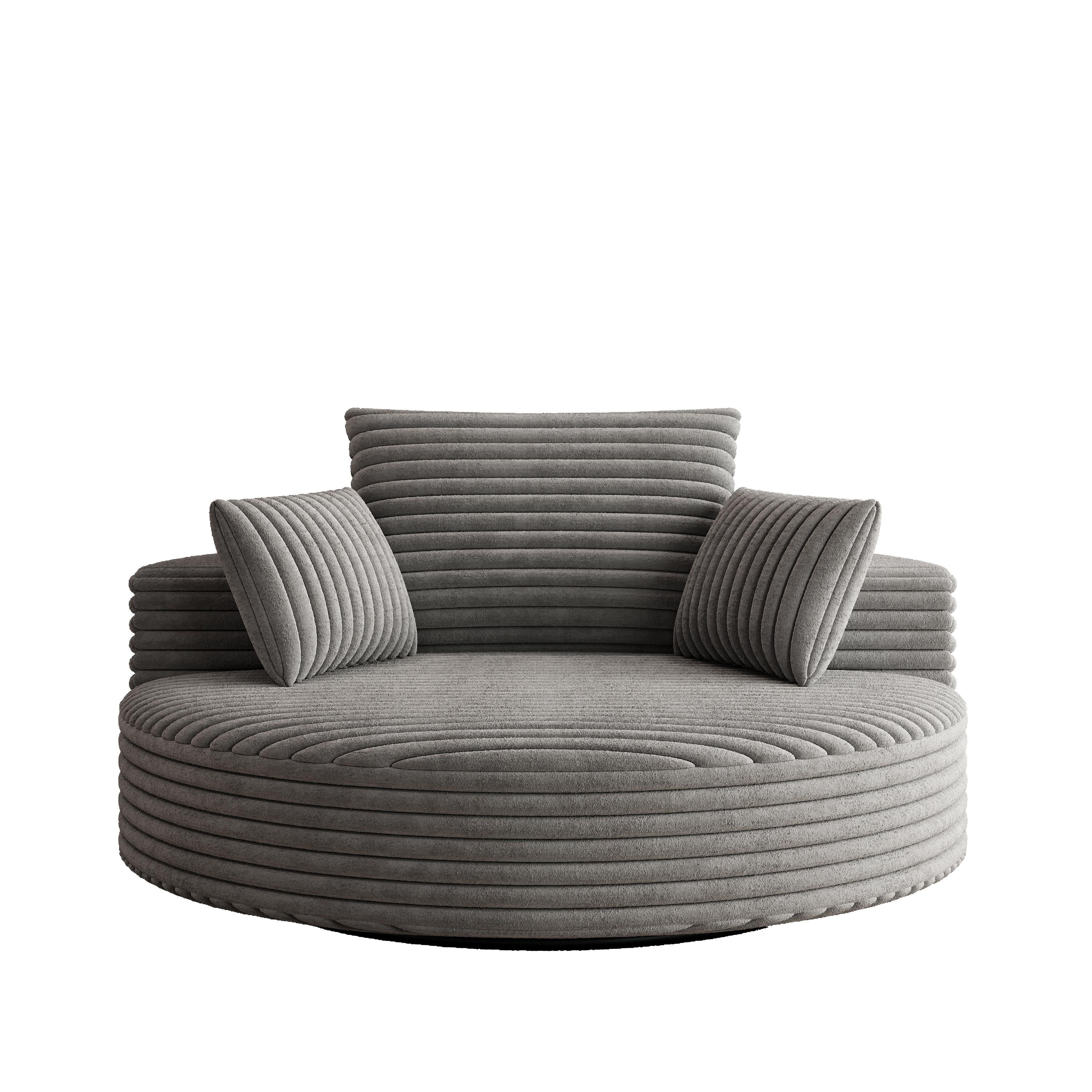 Chaise pivotante simple en velours côtelé et mousse chenille