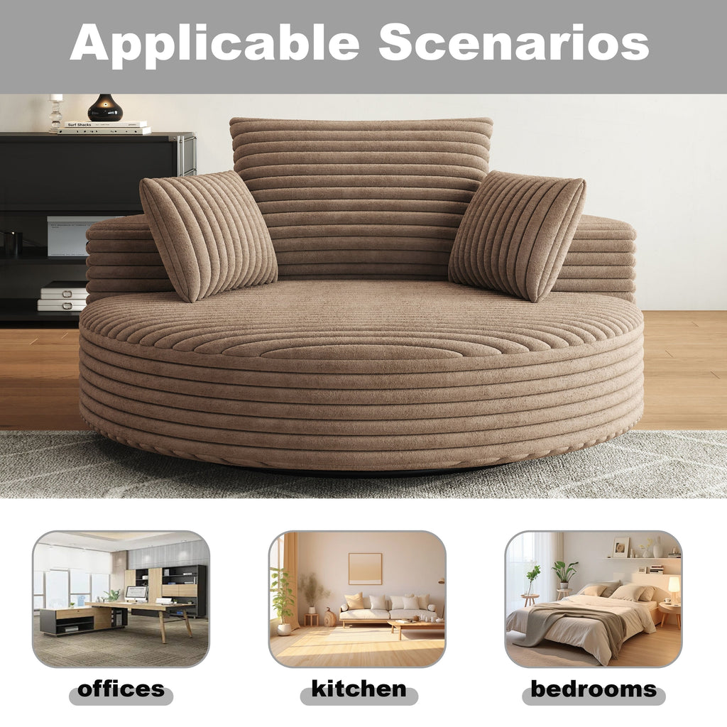 Chaise pivotante simple en velours côtelé et mousse chenille