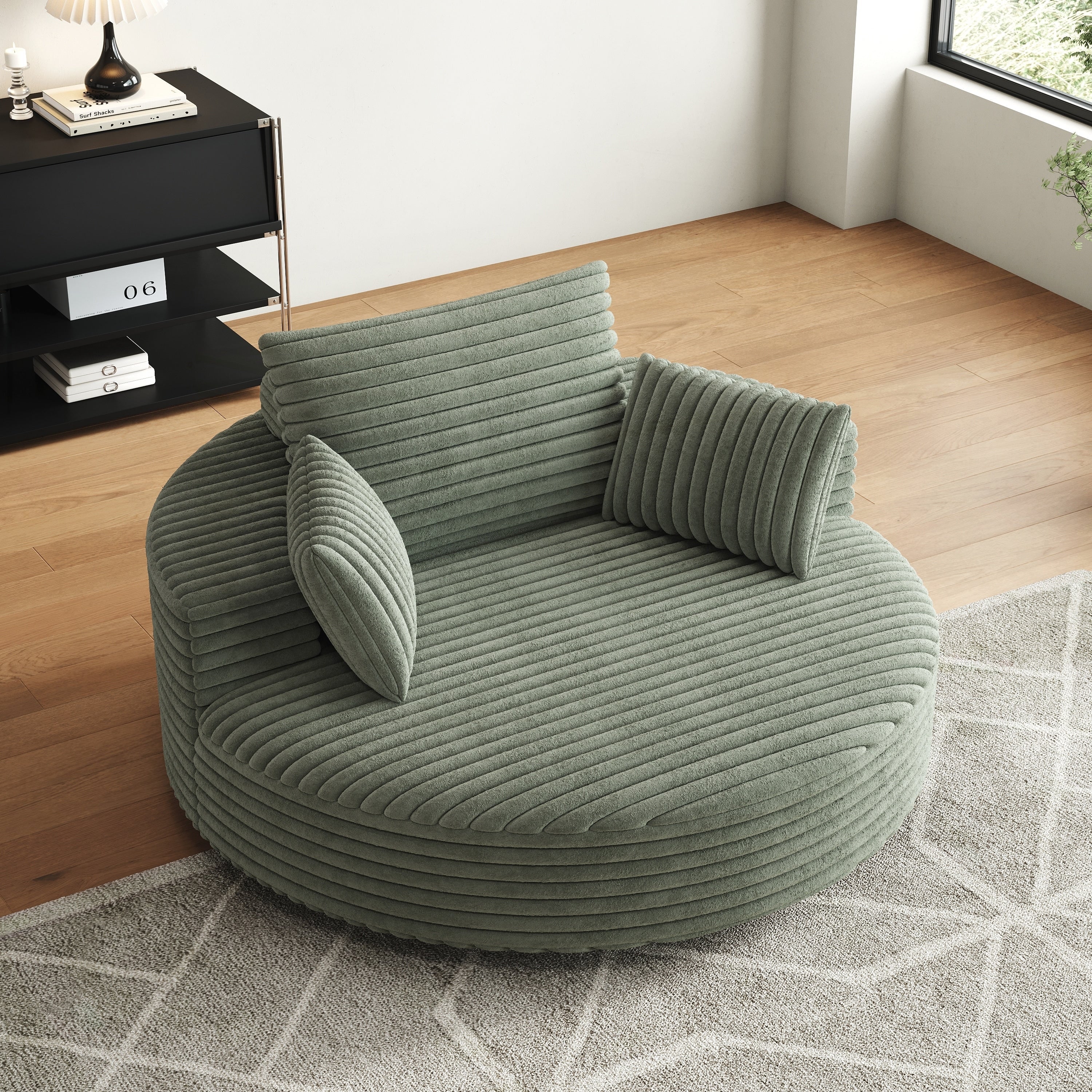 Chaise pivotante simple en velours côtelé et mousse chenille