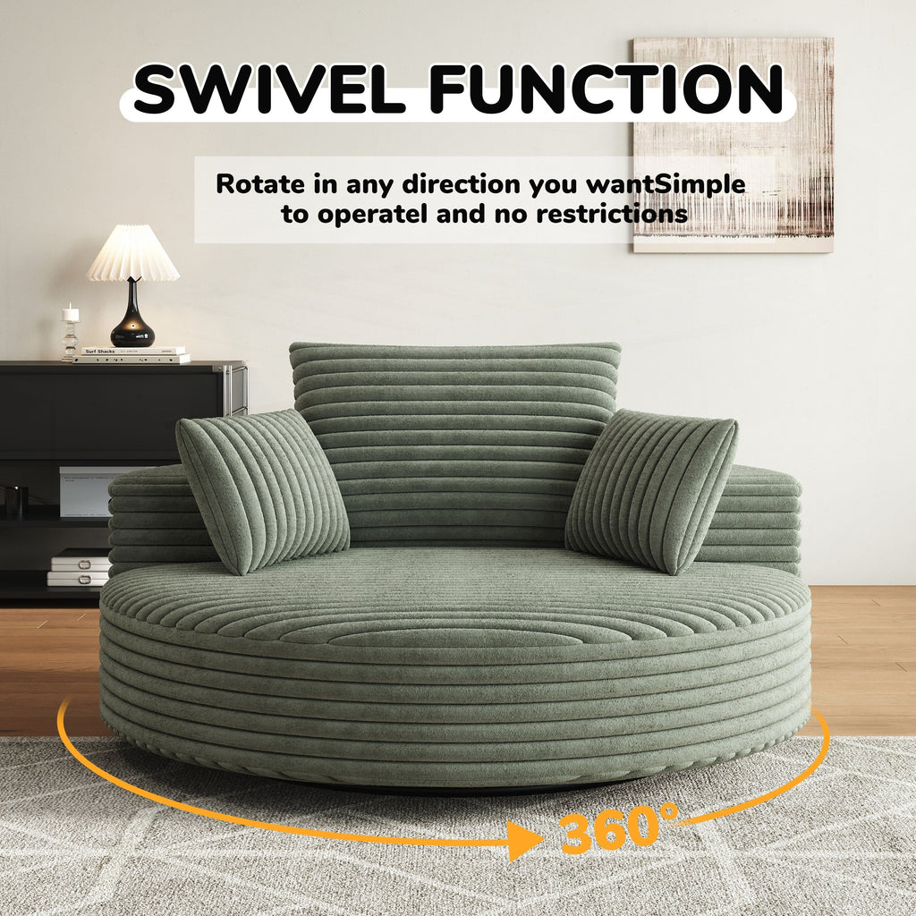 Chaise pivotante simple en velours côtelé et mousse chenille
