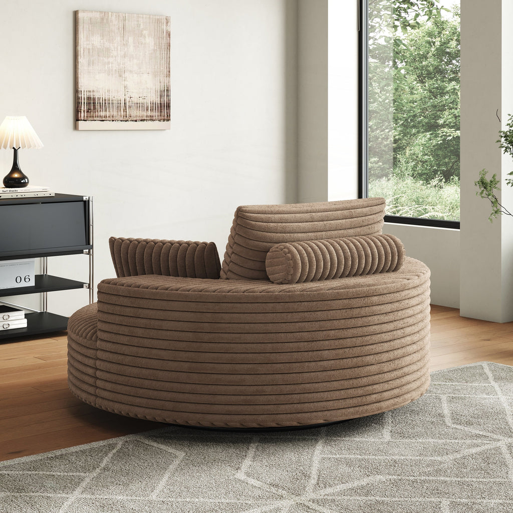 Chaise pivotante simple en velours côtelé et mousse chenille