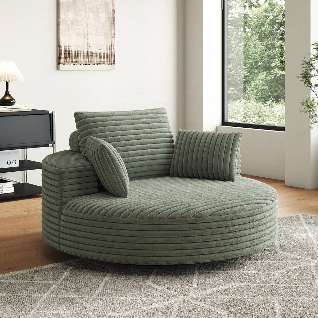 Chaise pivotante simple en velours côtelé et mousse chenille