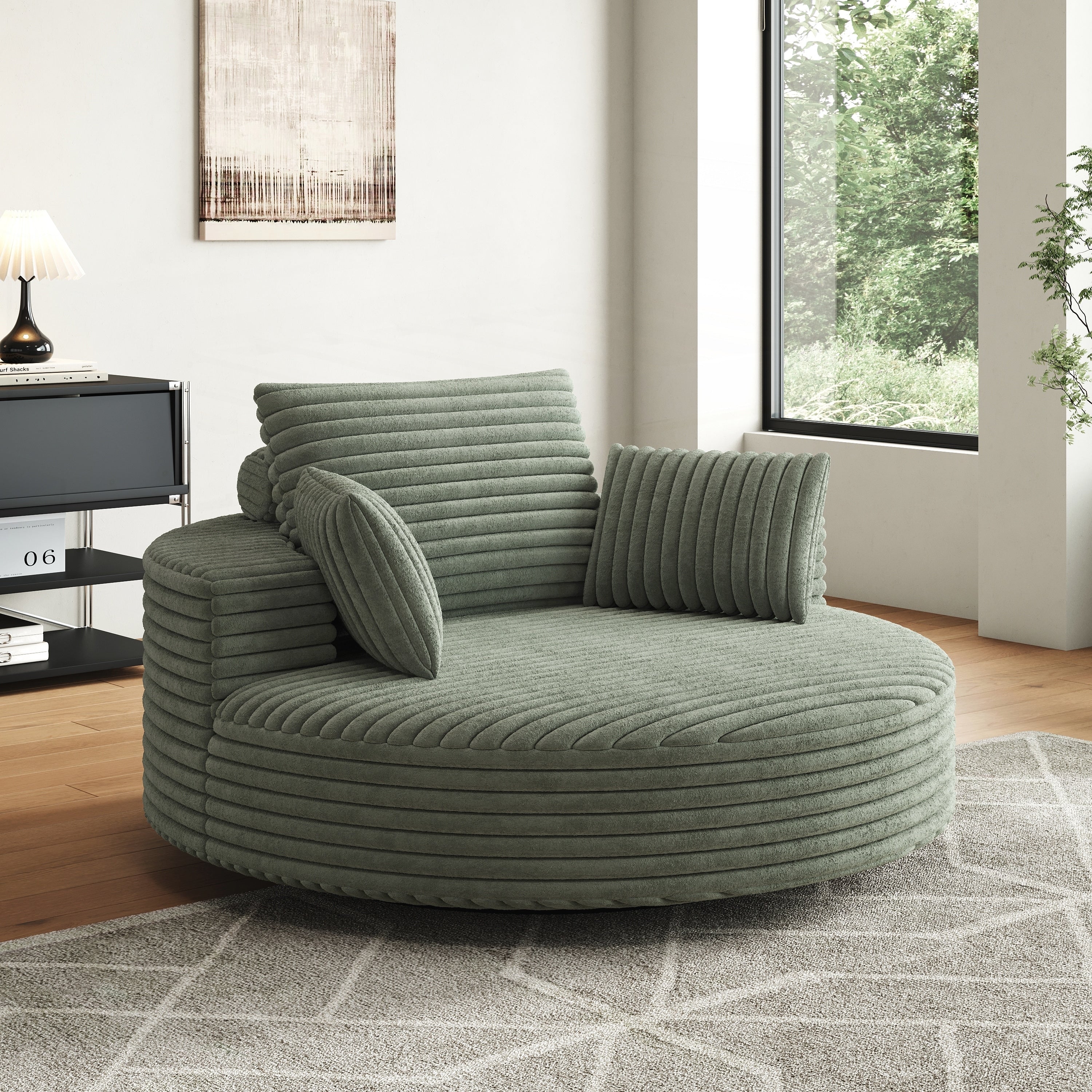 Chaise pivotante simple en velours côtelé et mousse chenille