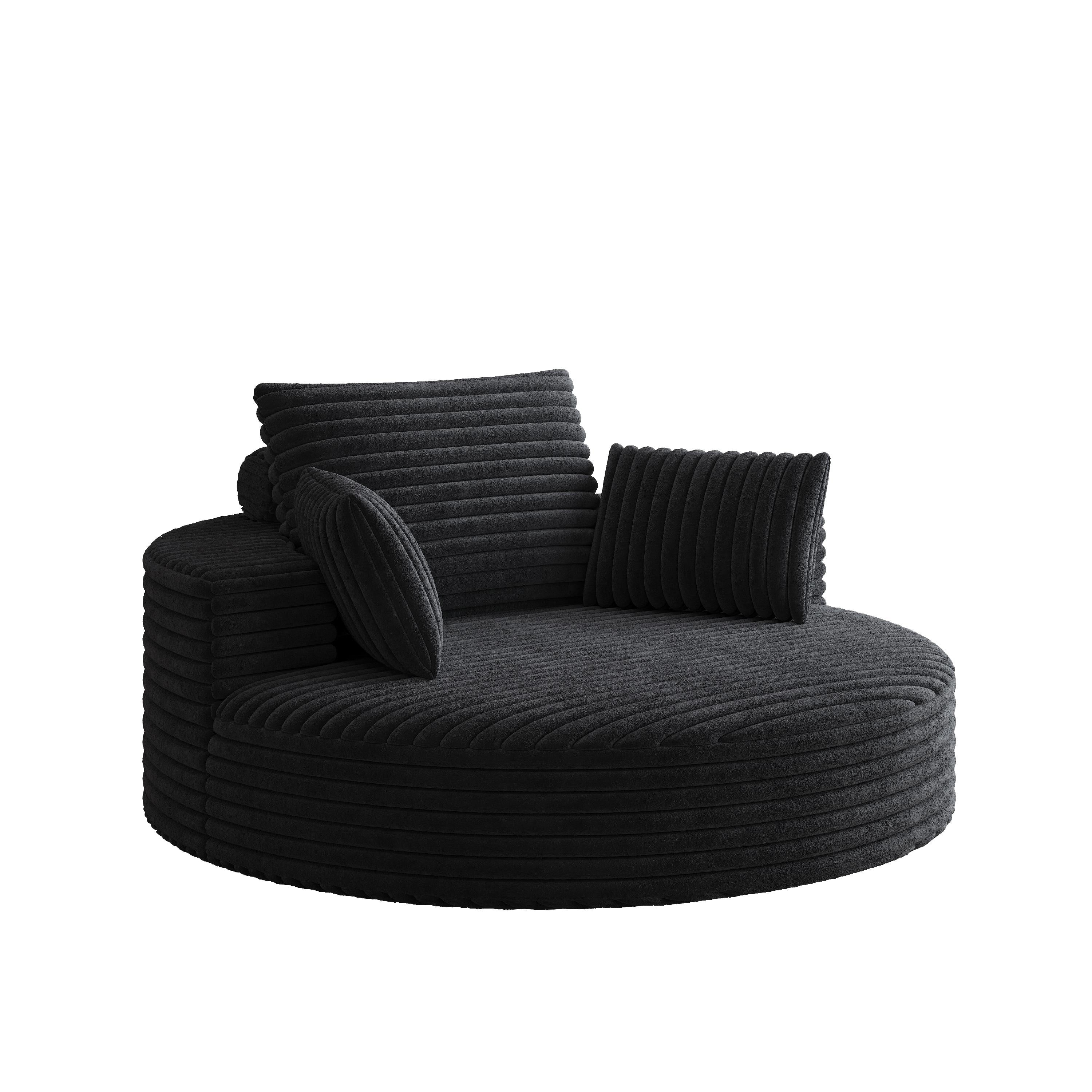 Chaise pivotante simple en velours côtelé et mousse chenille