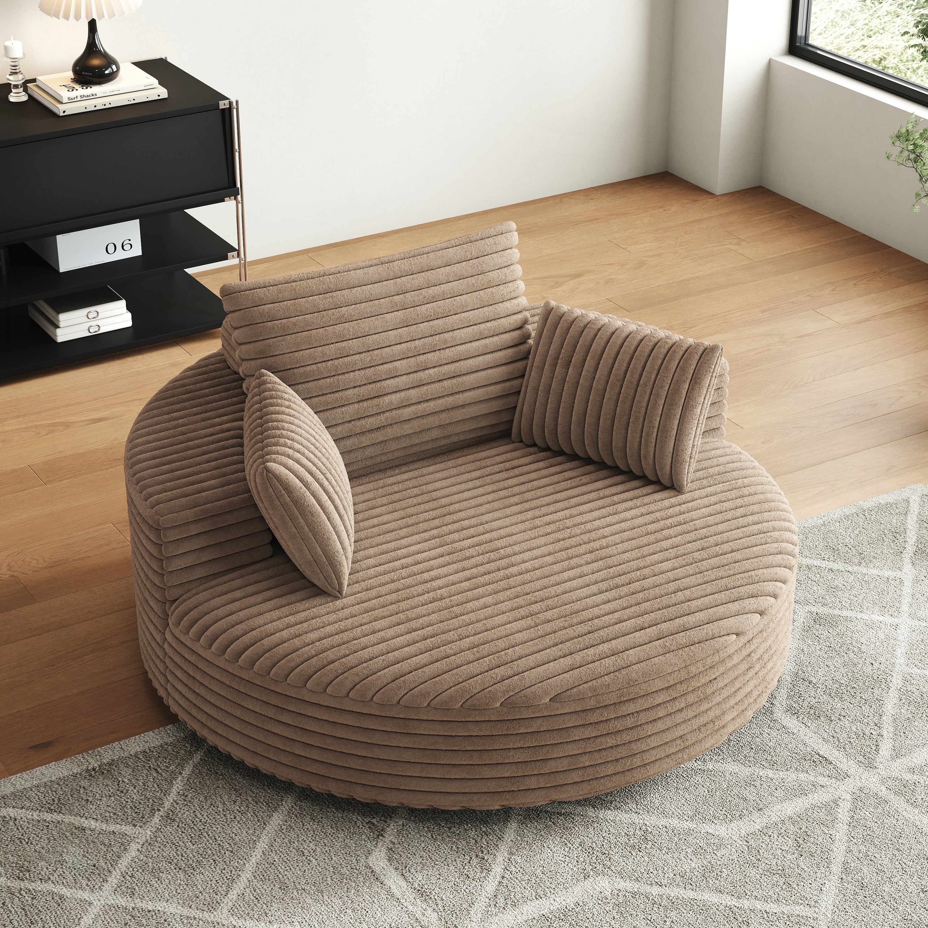Chaise pivotante simple en velours côtelé et mousse chenille