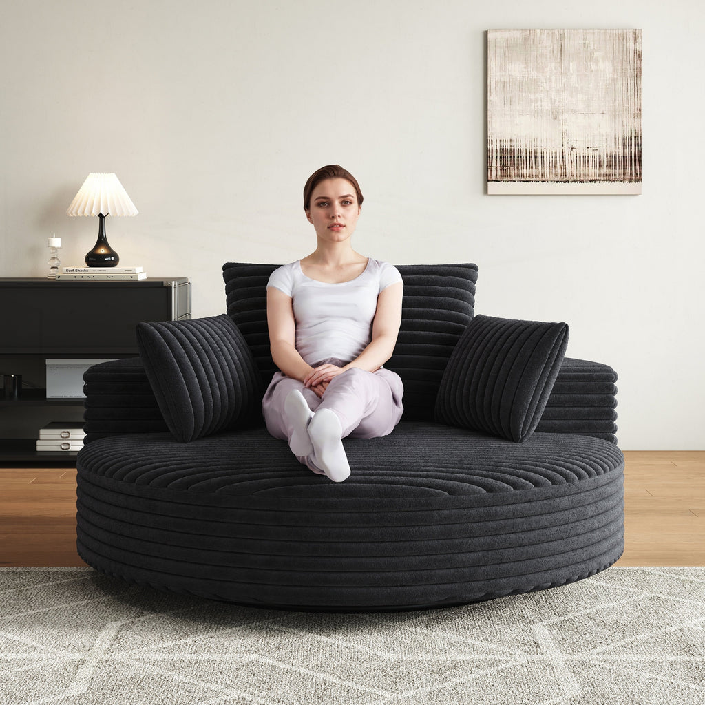 Chaise pivotante simple en velours côtelé et mousse chenille