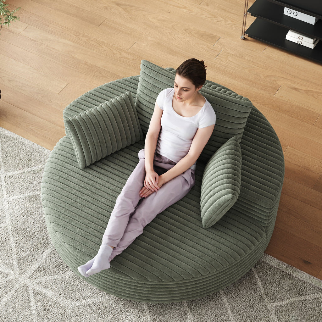 Chaise pivotante simple en velours côtelé et mousse chenille