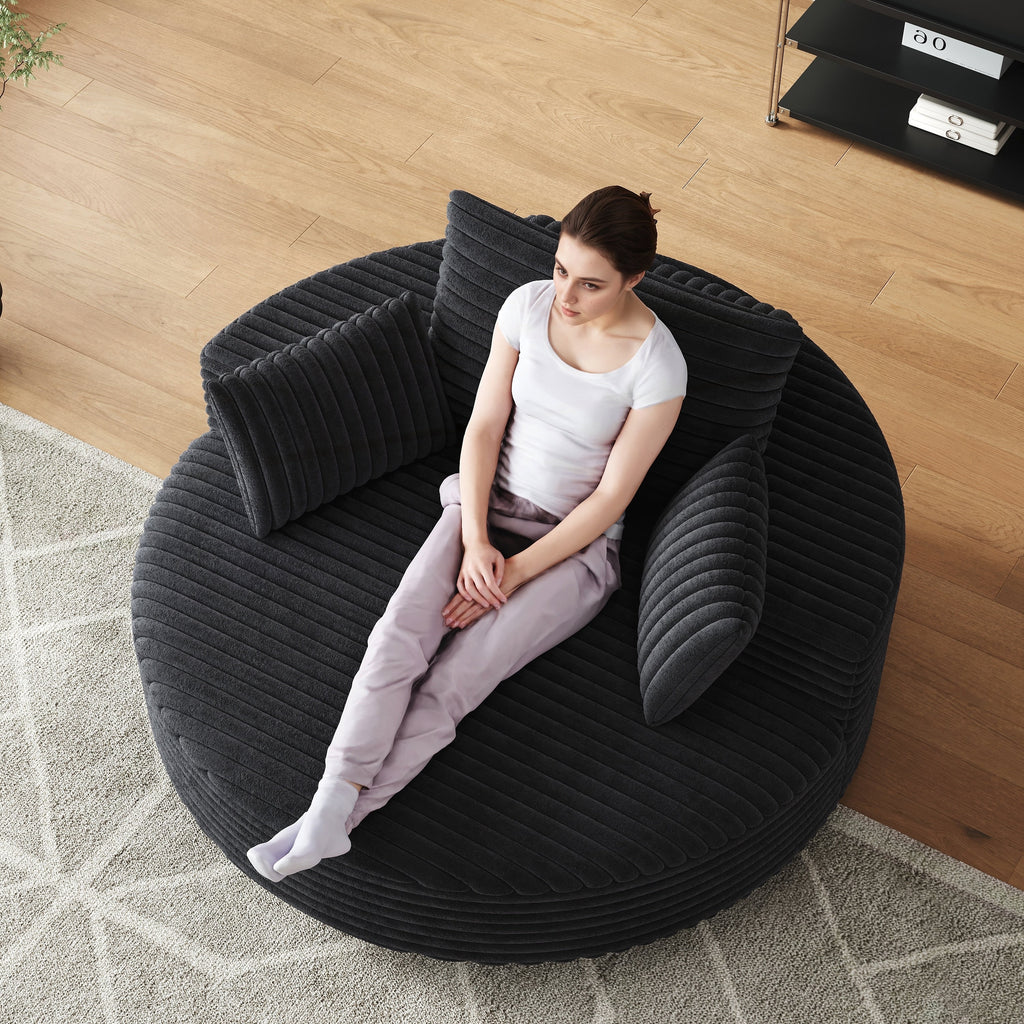 Chaise pivotante simple en velours côtelé et mousse chenille