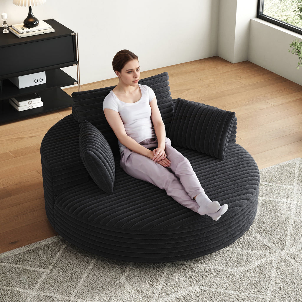 Chaise pivotante simple en velours côtelé et mousse chenille