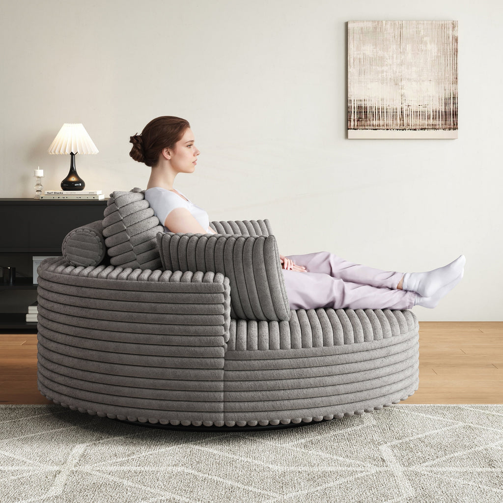 Chaise pivotante simple en velours côtelé et mousse chenille