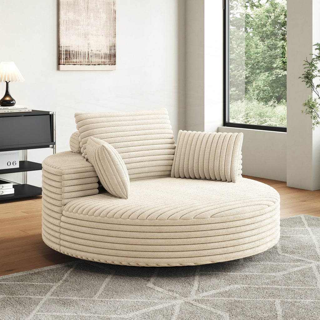Chaise pivotante simple en velours côtelé et mousse chenille