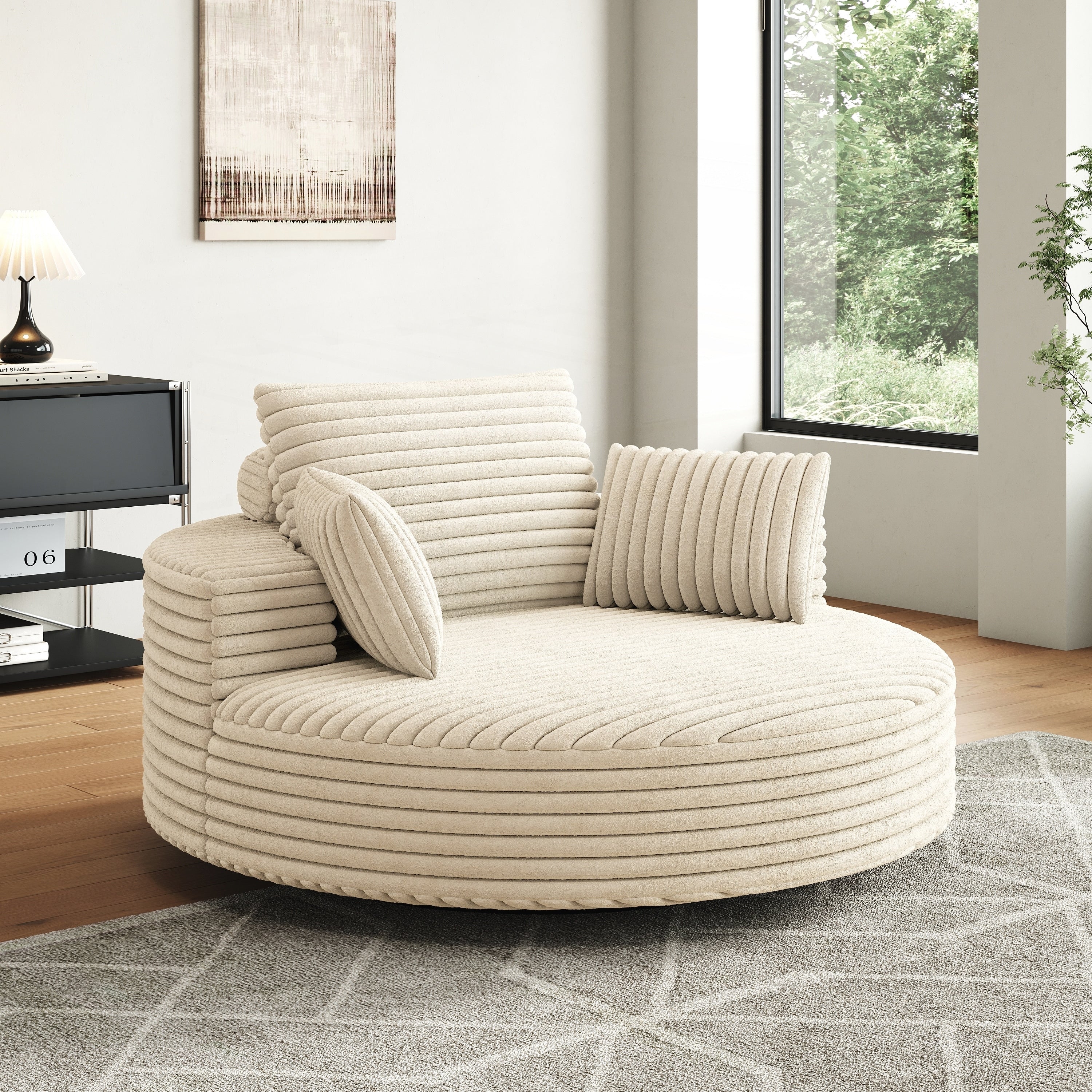 Chaise pivotante simple en velours côtelé et mousse chenille