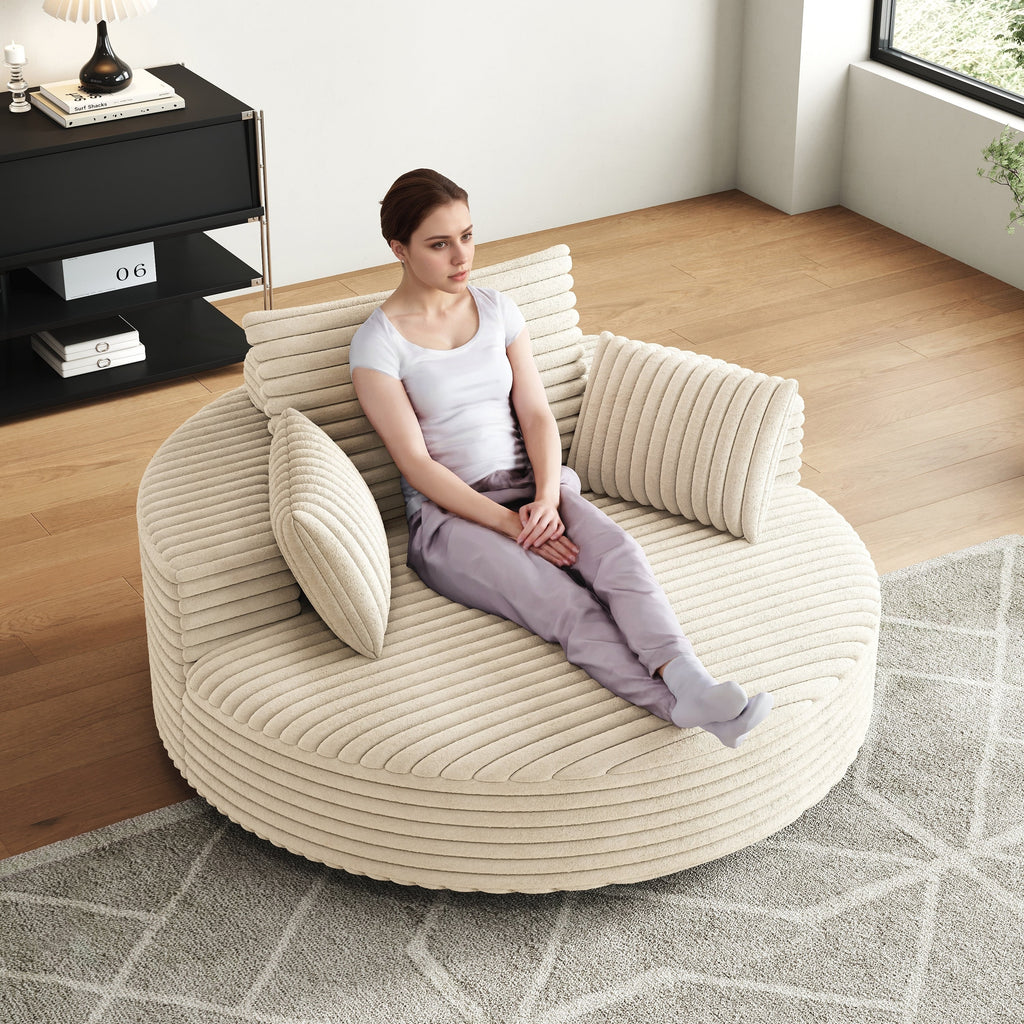 Chaise pivotante simple en velours côtelé et mousse chenille