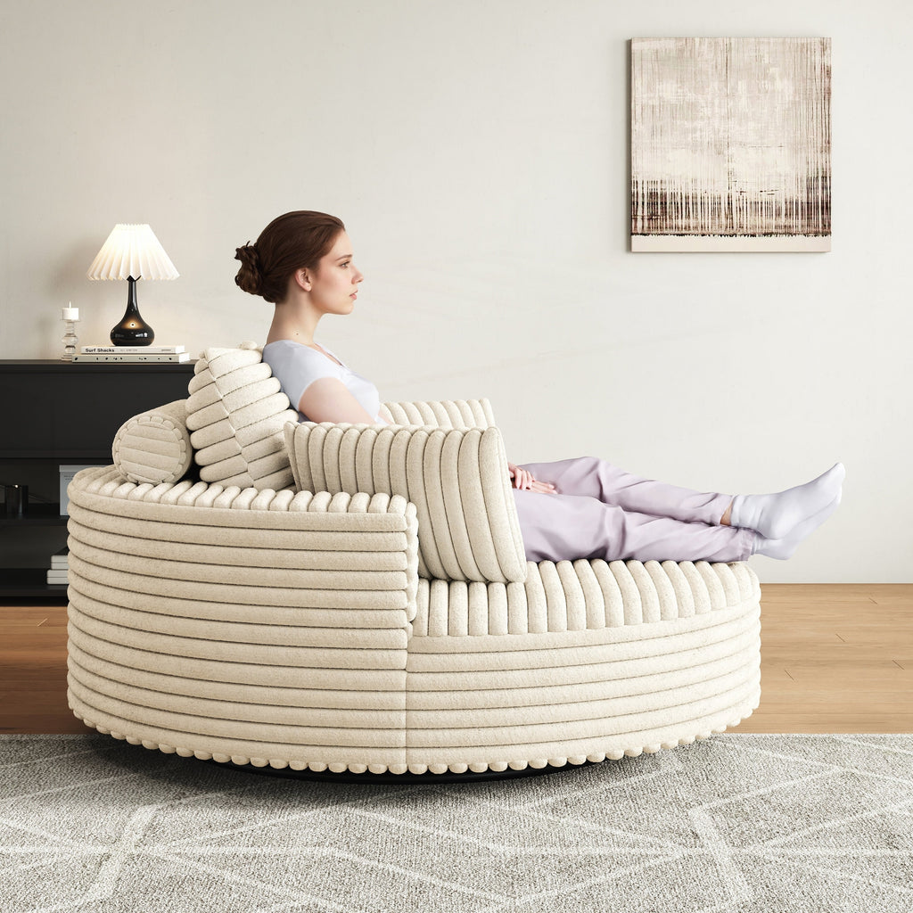 Chaise pivotante simple en velours côtelé et mousse chenille