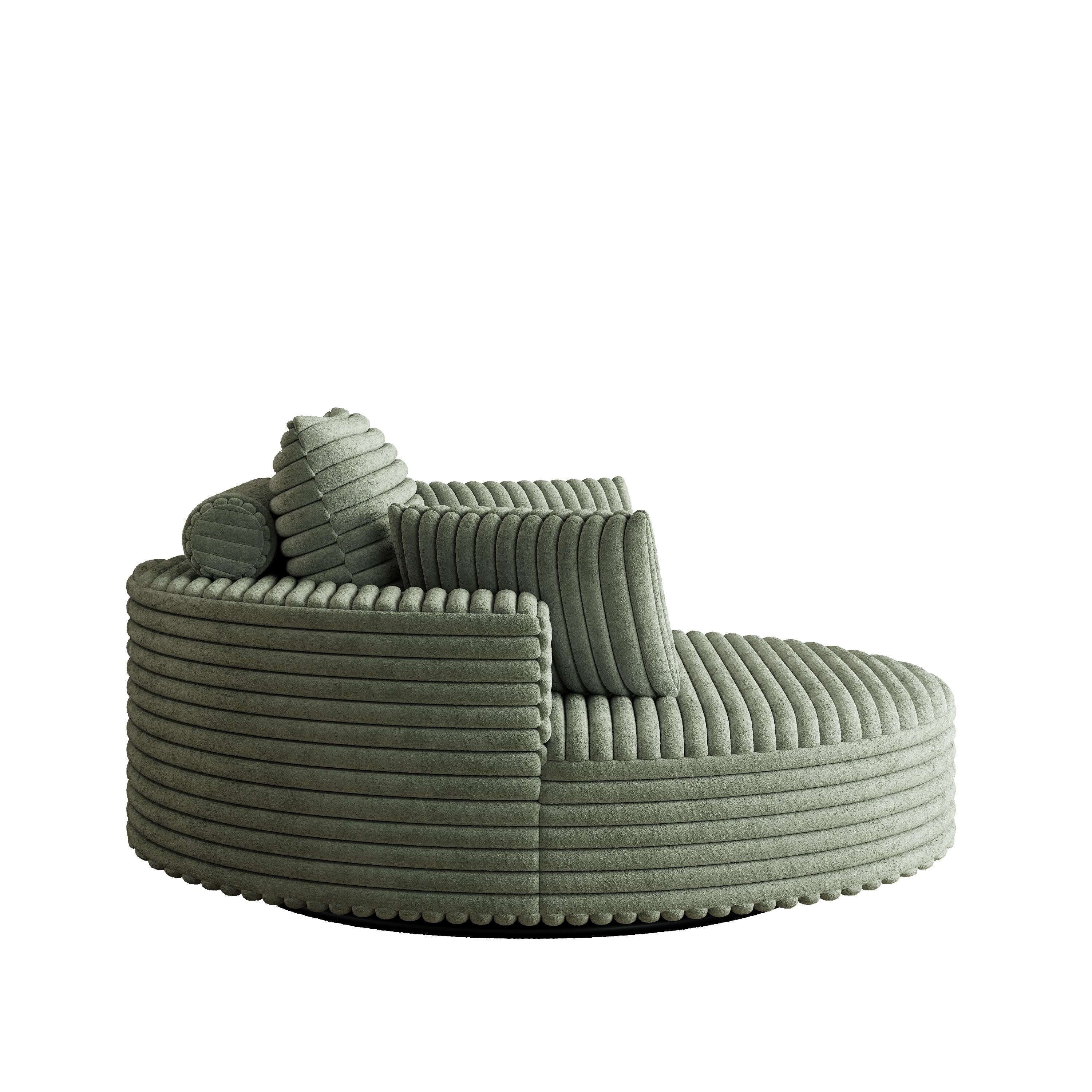 Chaise pivotante simple en velours côtelé et mousse chenille