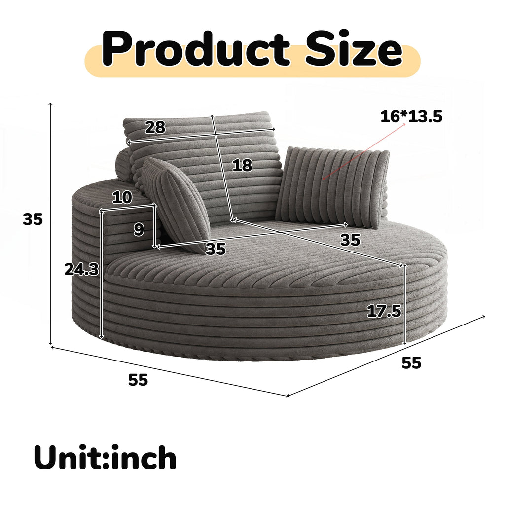 Chaise pivotante simple en velours côtelé et mousse chenille