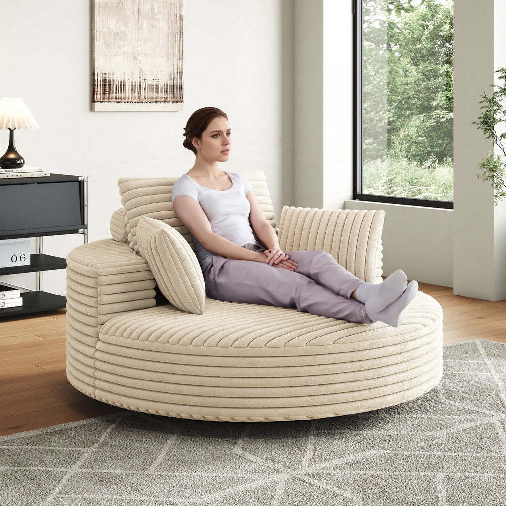 Chaise pivotante simple en velours côtelé et mousse chenille
