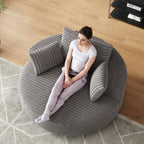 Chaise pivotante simple en velours côtelé et mousse chenille