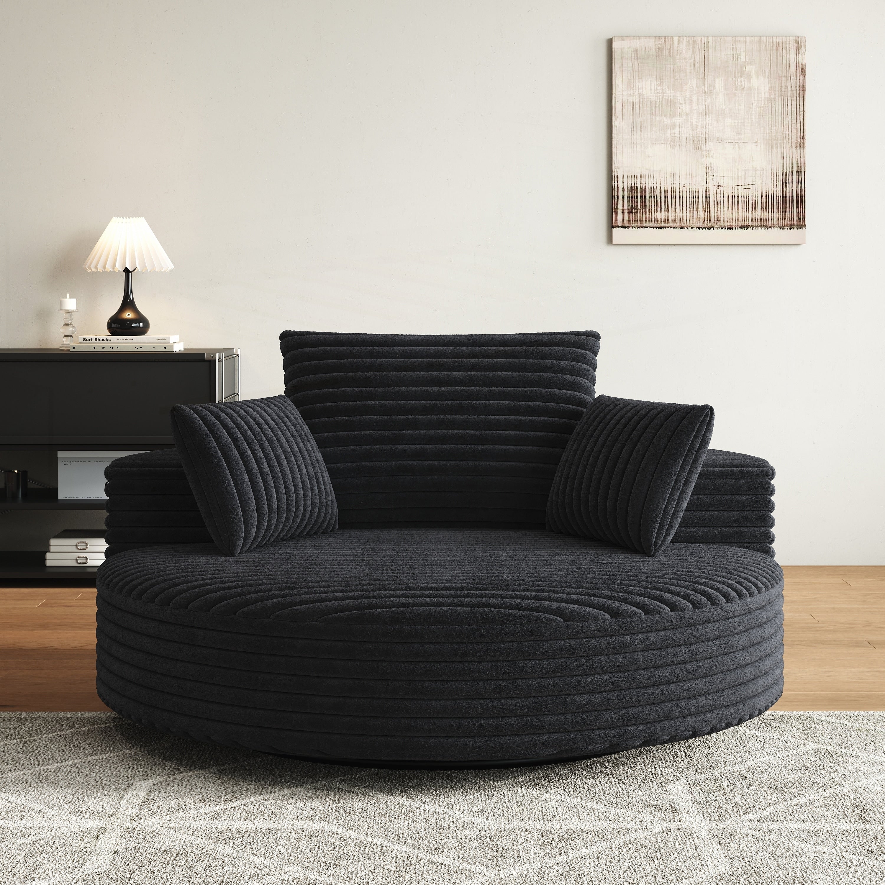Chaise pivotante simple en velours côtelé et mousse chenille