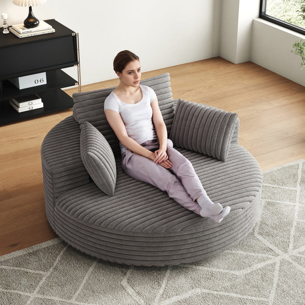 Chaise pivotante simple en velours côtelé et mousse chenille