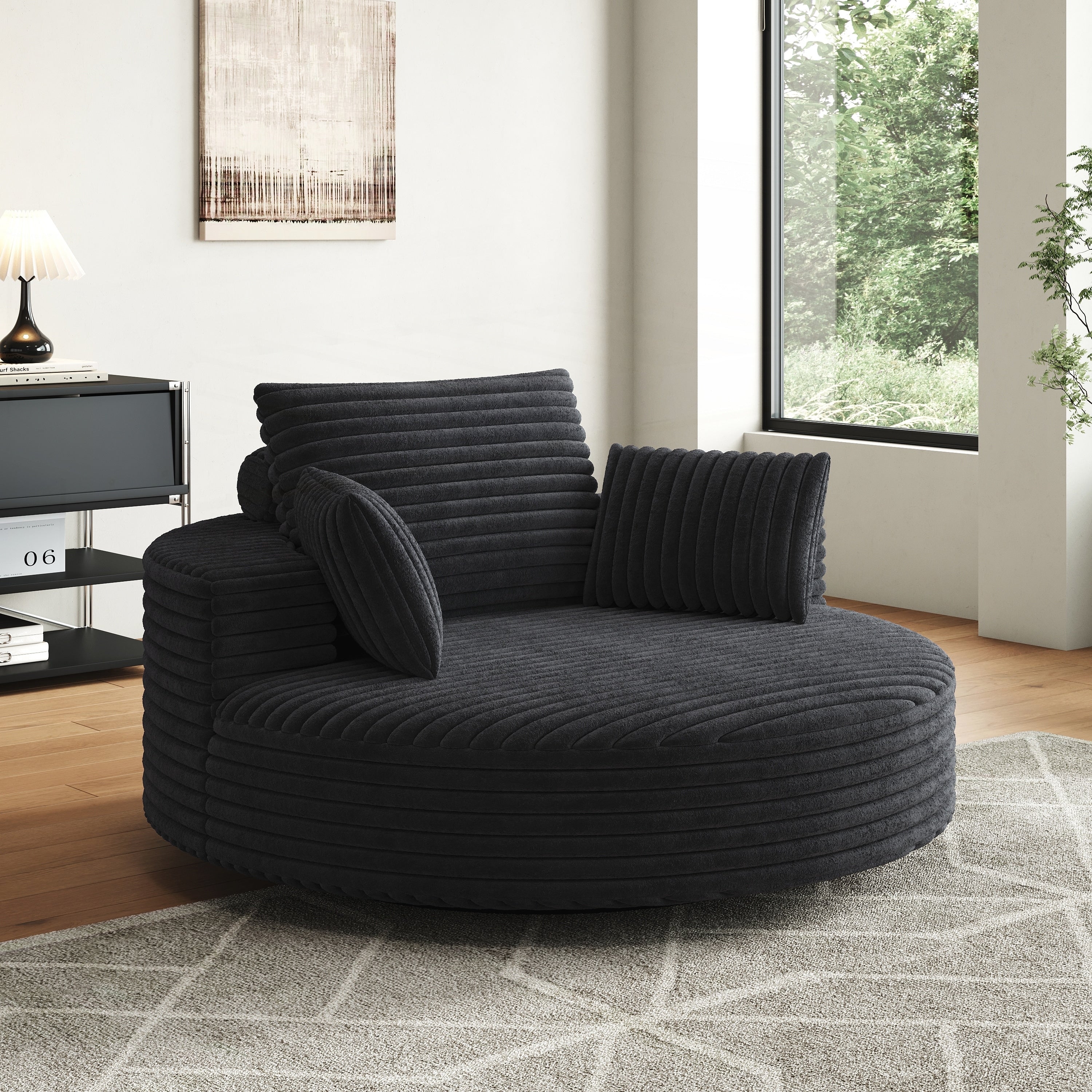 Chaise pivotante simple en velours côtelé et mousse chenille