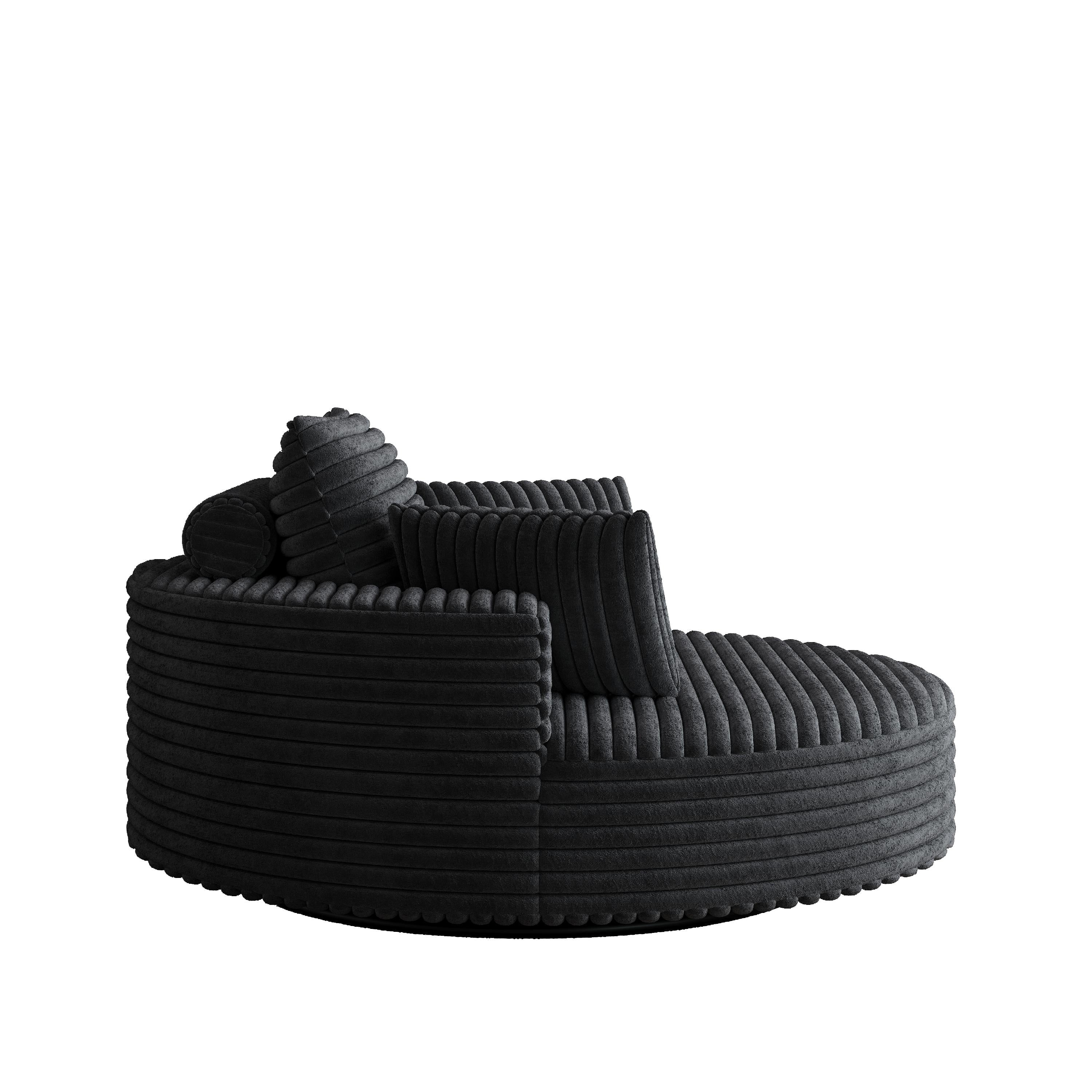 Chaise pivotante simple en velours côtelé et mousse chenille