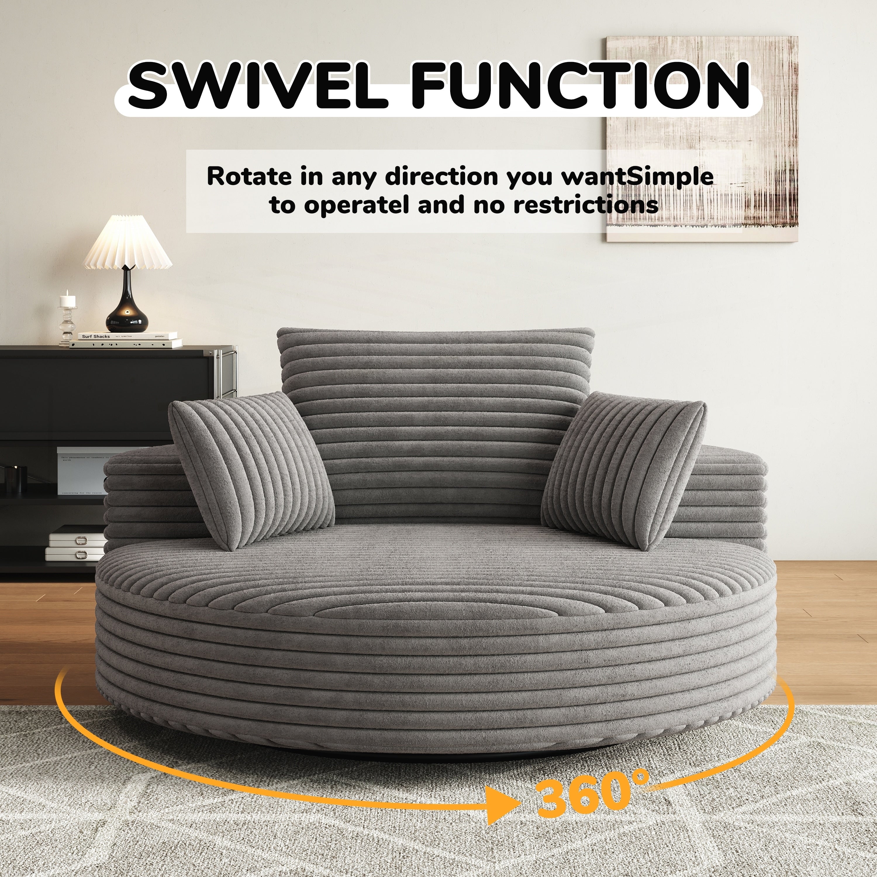 Chaise pivotante simple en velours côtelé et mousse chenille