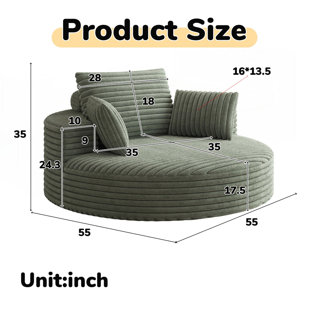 Chaise pivotante simple en velours côtelé et mousse chenille