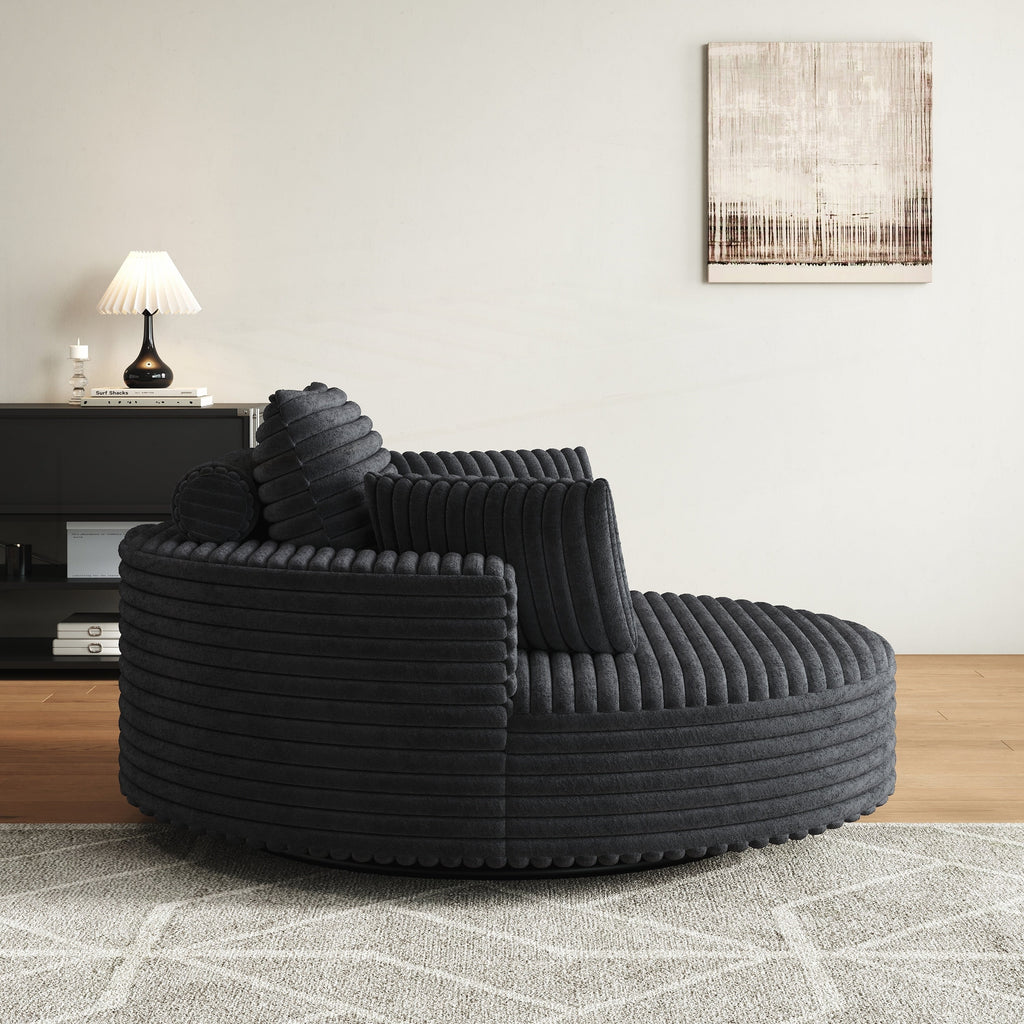 Chaise pivotante simple en velours côtelé et mousse chenille