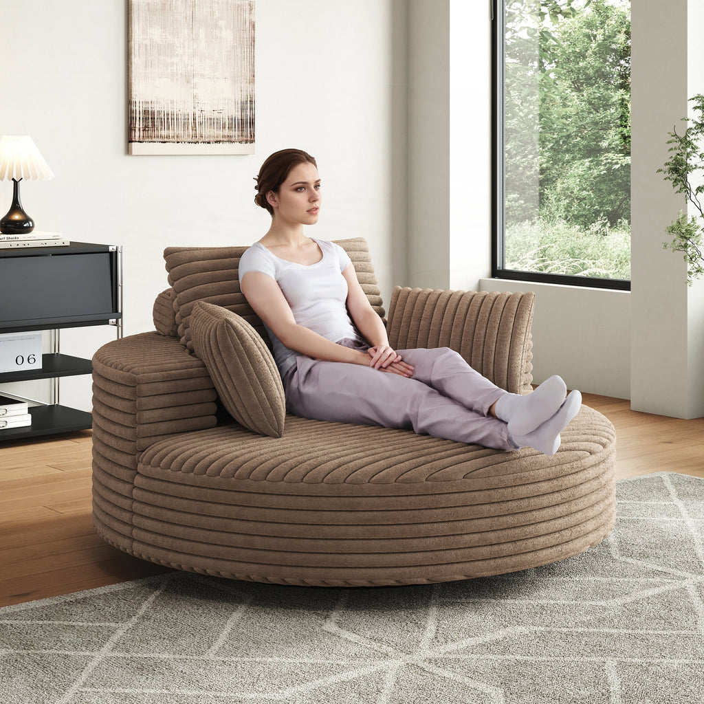 Chaise pivotante simple en velours côtelé et mousse chenille