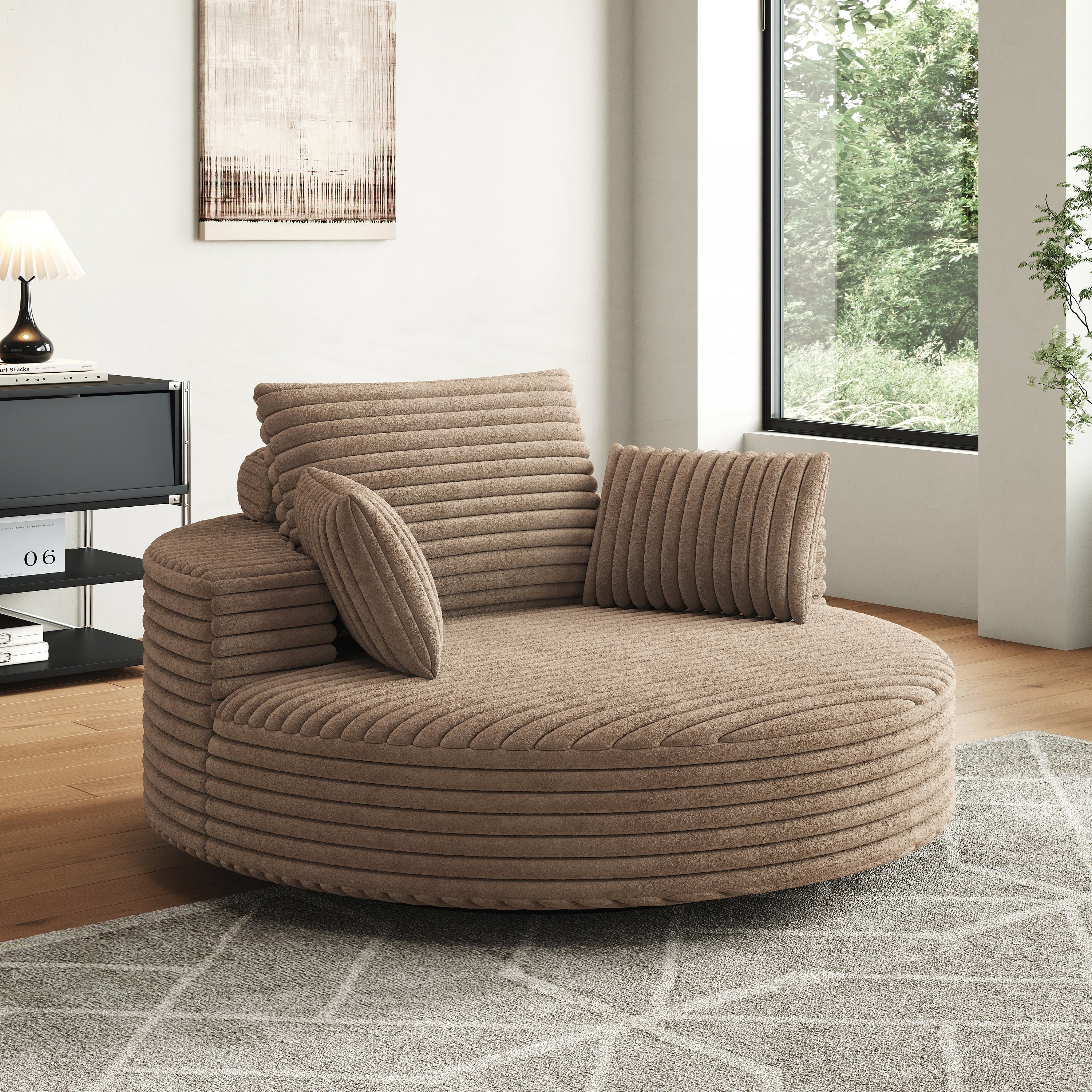 Chaise pivotante simple en velours côtelé et mousse chenille