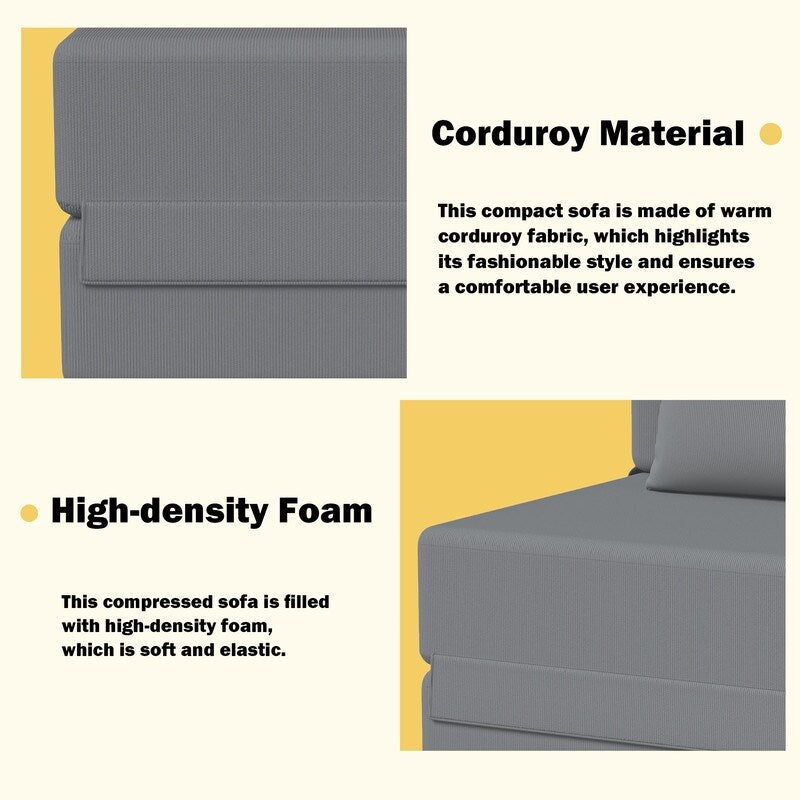 Canapé sectionnel convertible et pliable en velours côtelé