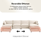 Canapé sectionnel en velours côtelé avec poufs amovibles et coussins ultra-doux pour salon et chambre