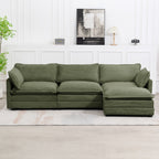 Canapé sectionnel en velours côtelé avec poufs amovibles et coussins ultra-doux pour salon et chambre