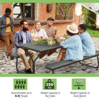 Ensemble table de pique-nique et banc Costway 6 pieds en PEHD robuste pour extérieur - Voir les détails